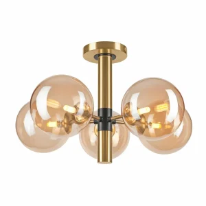 Best Sale Lamkur Lighting Plafonnier Natalia, à 5 lampes, verre, or