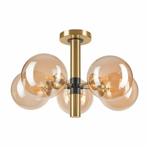 Best Sale Lamkur Lighting Plafonnier Natalia, à 5 lampes, verre, or