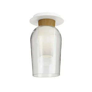 Clearance Mantra Iluminación Plafonnier Nora, blanc-transparent, verre, métal