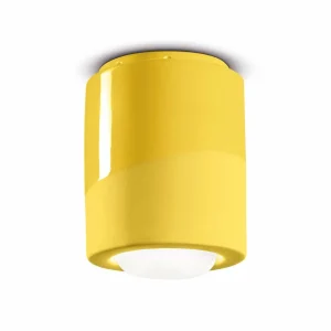Best Sale Ferroluce Plafonnier PI, cylindrique, Ø 12,5 cm jaune