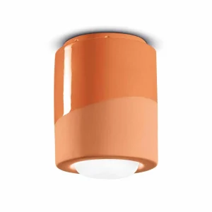 New Ferroluce Plafonnier PI, cylindrique, Ø 12,5 cm orange