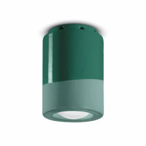 Hot Ferroluce Plafonnier PI, cylindrique, 8,5 cm, vert
