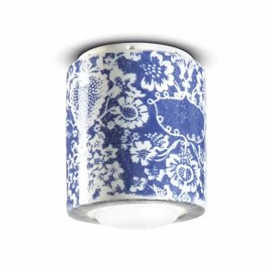 Cheap Ferroluce Plafonnier PI, motif floral, Ø 12,5 cm bleu/blanc
