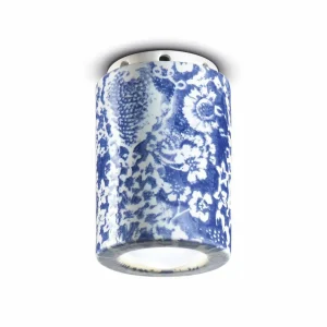 Best Sale Ferroluce Plafonnier PI, motif floral, Ø 8,5 cm bleu/blanc