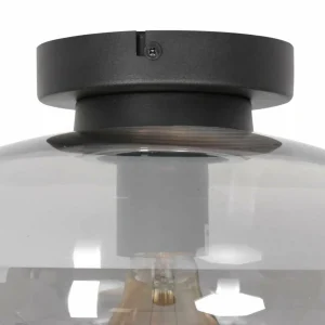 Shop Steinhauer Plafonnier Reflexion, Ø 30 cm, verre, noir/gris fumée