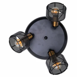 Best Näve Plafonnier rond Foro, à trois lampes, noir/doré