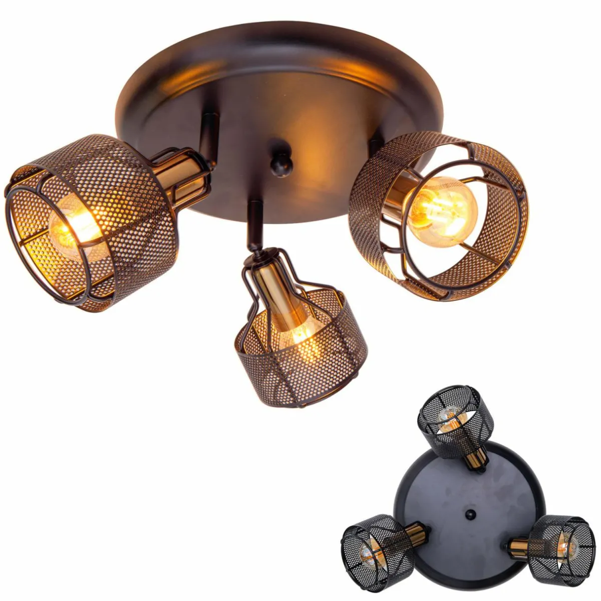 plafonnier_rond_foro__trois_lampes_noirdor_2.webp Best Näve Plafonnier rond Foro, à trois lampes, noir/doré