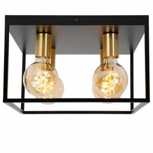 Cheap Lucide Plafonnier Ruben, noir, 36 cm, à 4 lampes, métal, E27
