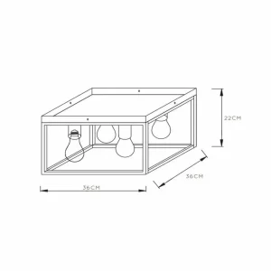 Cheap Lucide Plafonnier Ruben, noir, 36 cm, à 4 lampes, métal, E27
