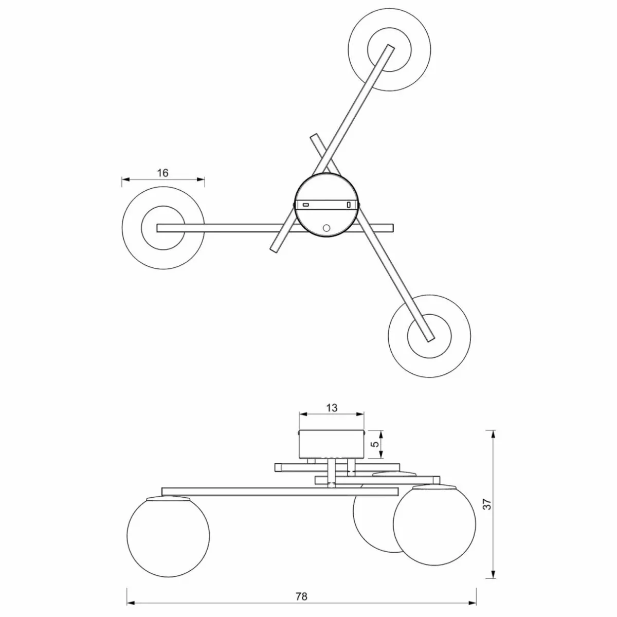plafonnier_rune_avec_abatjour_en_verre___lampes_2.webp Best Sale Luminex Plafonnier Rune avec abat-jour en verre, à 3 lampes