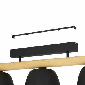 Best Sale EGLO Plafonnier Sherburn, longueur 80 cm, noir/brun, à 3 lampes