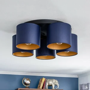 Cheap Luminex Plafonnier Soho cylindrique, à 5 lampes bleu/doré