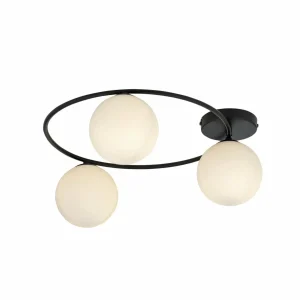 Fashion EMIBIG LIGHTING Plafonnier Sopra, blanc opalin/noir, verre, E14