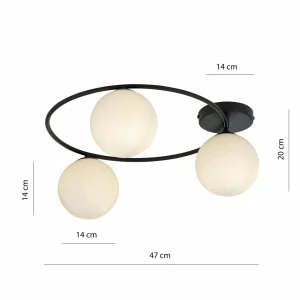 Fashion EMIBIG LIGHTING Plafonnier Sopra, blanc opalin/noir, verre, E14