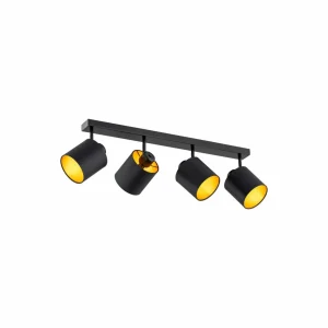 Best Argon Plafonnier Suerte, noir / or, 4 lampes, textile, acier