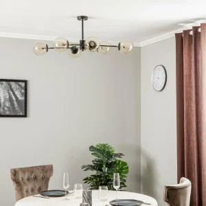 Best Alfa Plafonnier Tanos à 6 lampes, noir/doré