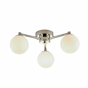 Best Sale Searchlight Plafonnier Tiberius, chrome/givré, verre, 3 lampes, G9