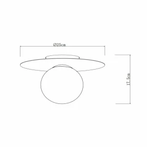 Fashion Lucide Plafonnier Tricia, blanc, Ø 25 cm, verre, 1 lampe, E27