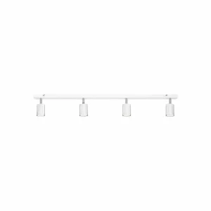 Hot HELAM Plafonnier Tune II, blanc/chrome, métal, 4 lampes, allongé