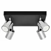 Best Sale HELAM Plafonnier Tune II, noir/chrome, métal, 4 lampes, carré