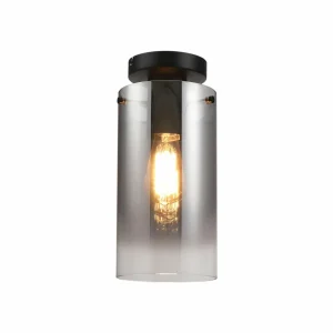 Best Freelight Plafonnier Ventotto, noir/fumé, Ø 15 cm, verre