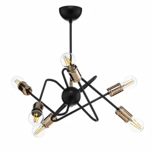 Hot Alfa Plafonnier Virginia 2 à 6 lampes, noir/doré
