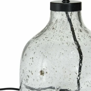 Best Sale PR Home Groove lampe table verre clair tissu blanc