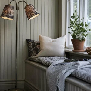 Outlet PR Home Lampadaire Amy laiton Sofia dahlia marron 150cm 2flg.