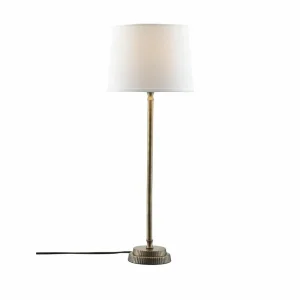 Best Sale PR Home Lampe à poser Kent, blanc/laiton, abat-jour conique