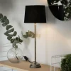 Discount PR Home Lampe à poser Kent, noir/laiton, abat-jour conique