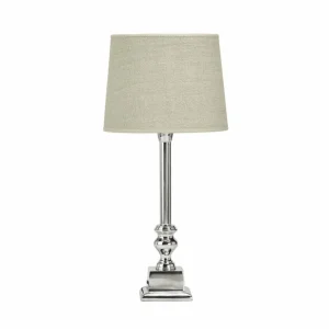 Online PR Home Lampe à poser Linné, chromé/naturel, hauteur 46 cm