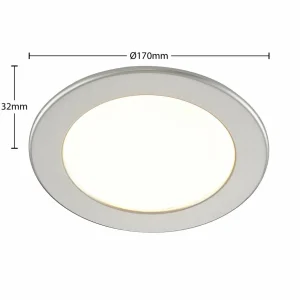 Clearance PRIOS lampe encastrable LED Cadance, argent, 17cm, par 10, intensité