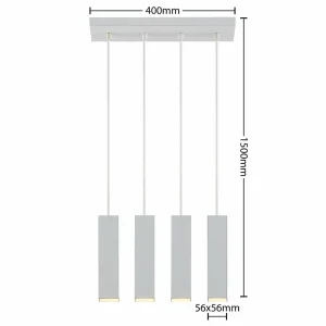 Outlet PRIOS Neliyah suspension blanche, 4 lampes