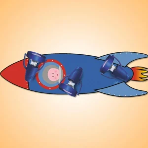 New Waldi-Leuchten GmbH RAKETE -plafonnier pour enfant bleu et rouge