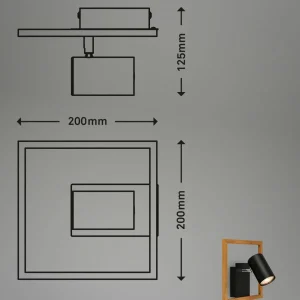Hot Briloner Spot mural 2138015 en noir avec cadre en bois