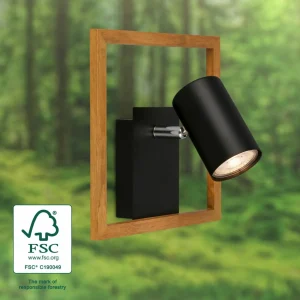Hot Briloner Spot mural 2138015 en noir avec cadre en bois