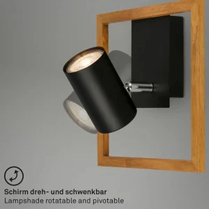 Hot Briloner Spot mural 2138015 en noir avec cadre en bois