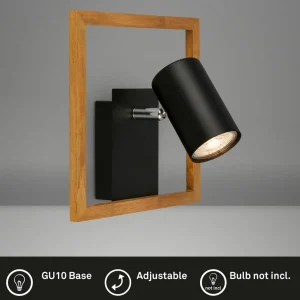 Hot Briloner Spot mural 2138015 en noir avec cadre en bois