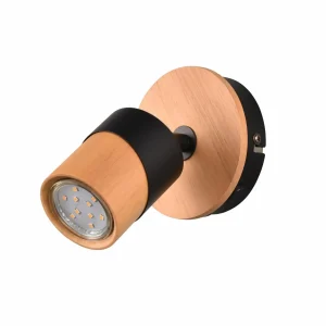 Fashion Trio Lighting Spot mural Aruni en bois, à 1 lampe, noir