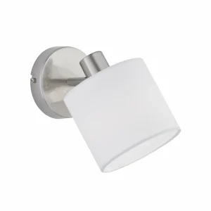 Flash Sale Reality Leuchten Spot mural Tommy, nickel/blanc, largeur 12 cm, métal/tissu