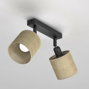 Store Luminex Spot plafond Adeline abat-jour jute 2 lampes long