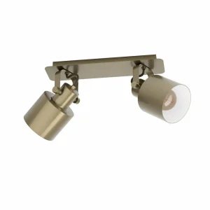 Store EGLO Spot plafond Southery à 2 lampes crème-doré brossé