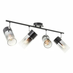 Clearance Brilliant Spot pour plafond Alia, quatre lampes, noir/fumée