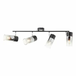 Clearance Brilliant Spot pour plafond Alia, quatre lampes, noir/fumée