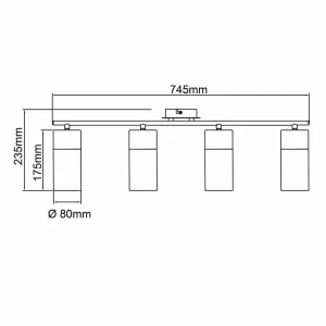 Clearance Brilliant Spot pour plafond Alia, quatre lampes, noir/fumée