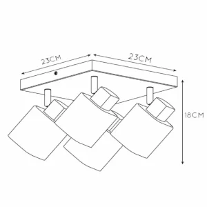 Clearance Lucide Spot pour plafond Alion, gris fumé, à 4 lampes