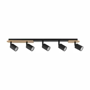 Hot TK Lighting Spot pour plafond Cover Wood, à 5 lampes