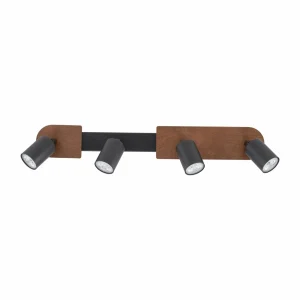 Best TK Lighting Spot pour plafond Cover Wood, noyer, à 4 lampes