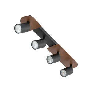 Best TK Lighting Spot pour plafond Cover Wood, noyer, à 4 lampes