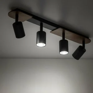 Best TK Lighting Spot pour plafond Cover Wood, noyer, à 4 lampes
